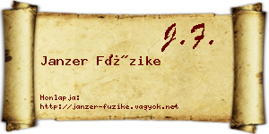 Janzer Füzike névjegykártya